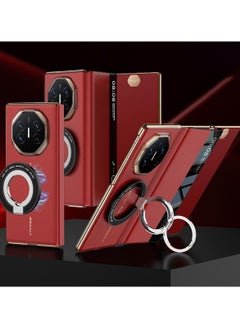 ماركة غير محددة غلاف متوافق مع جهاز Huawei Mate XT، غلاف فليب فاخر من الجلد مع حامل خاتم قابل للطي، غطاء هاتف مضاد للصدمات يدعم الشحن اللاسلكي.  - Image 1