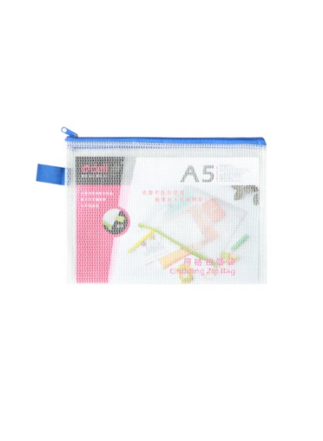 Deli 5591 Mesh GRIDDING Zip Bag A5 Pack of 12 Blue - ideal for organizing small office or school supplies - Image 2
