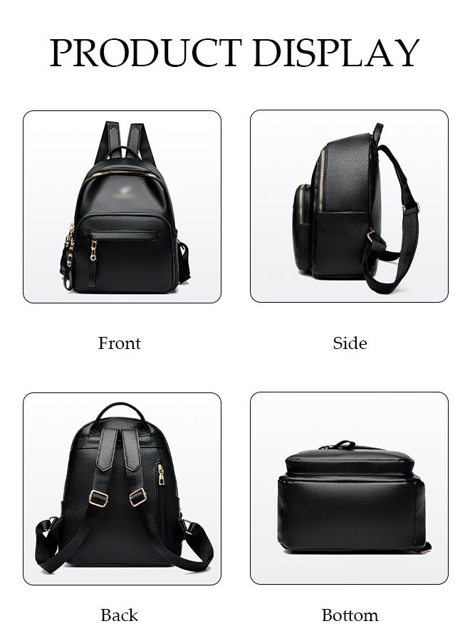 DUNISO Women's Backpack, Soft Pu Leather Backpack, Fashionable Women's Travel Bag, Casual Solid Color Waterproof Bag, Suitable For Commuting, Traveling, Shopping, Studying - Image 5