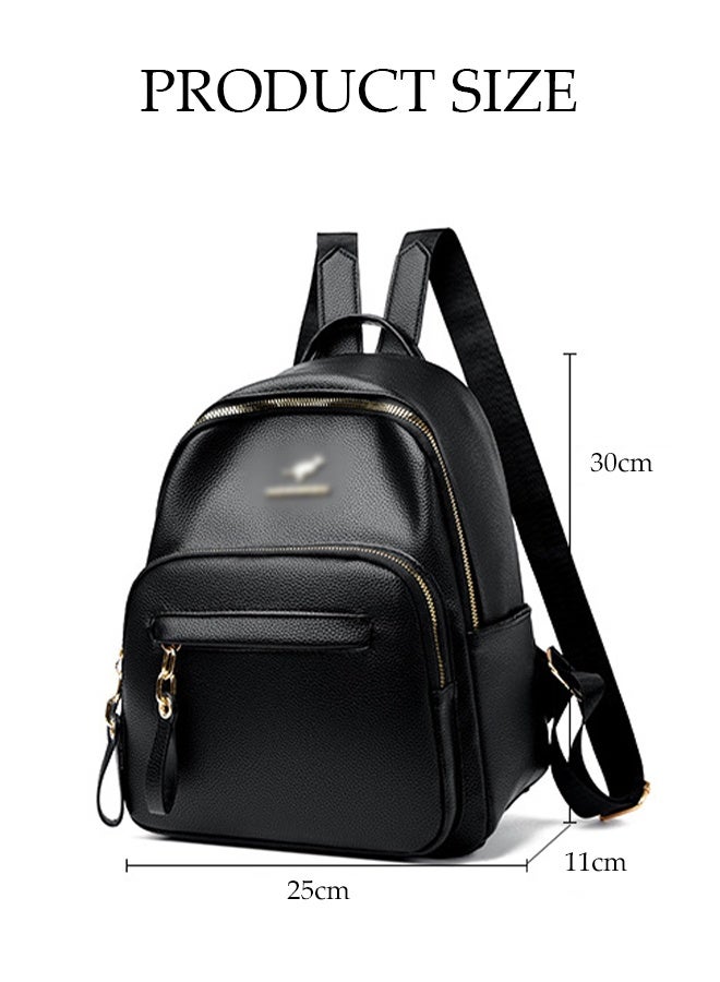 DUNISO Women's Backpack, Soft Pu Leather Backpack, Fashionable Women's Travel Bag, Casual Solid Color Waterproof Bag, Suitable For Commuting, Traveling, Shopping, Studying - Image 2