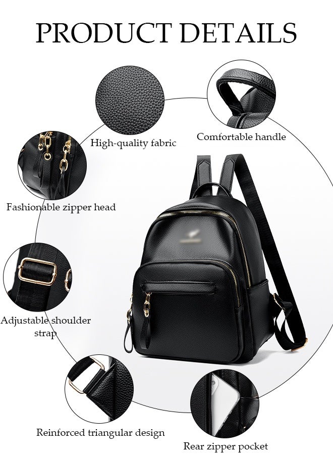 DUNISO Women's Backpack, Soft Pu Leather Backpack, Fashionable Women's Travel Bag, Casual Solid Color Waterproof Bag, Suitable For Commuting, Traveling, Shopping, Studying - Image 3