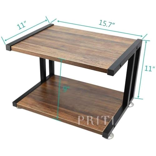 Priti Wood Printer Stand: Stylish 2-Tier Multipurpose Storage Shelf for Home and Office (Brown) - Image 2