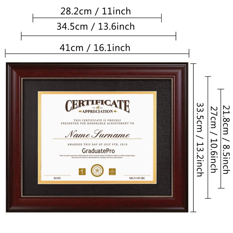 GraduatePro 8.5x11 Diploma Frame with Black Over Gold Mat or Display 11x14 Document without Mat, CPA License Frame, UV Protection Acrylic, Mahogany with Gold Beads - Image 5