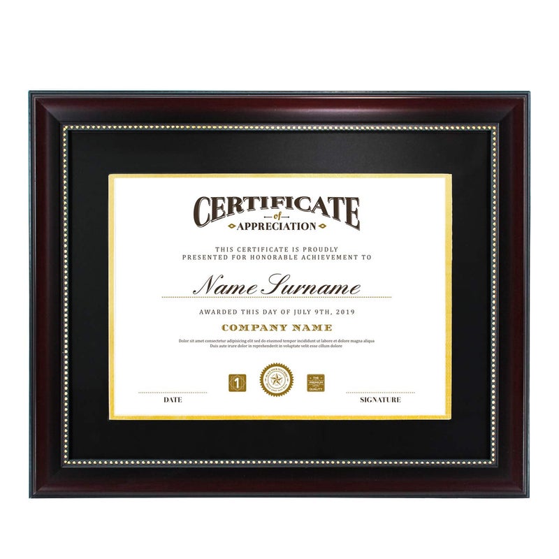GraduatePro 8.5x11 Diploma Frame with Black Over Gold Mat or Display 11x14 Document without Mat, CPA License Frame, UV Protection Acrylic, Mahogany with Gold Beads - Image 4