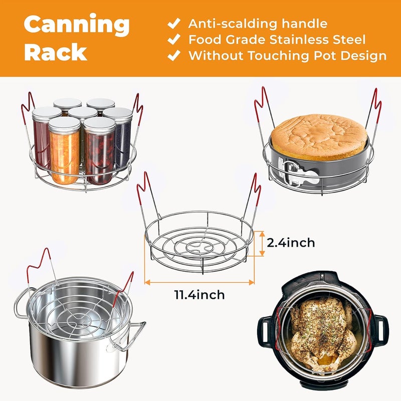 Pisol Canning Supplies Starter Kit, 7 Piece Canning Tools Set with Stainless Steel Rack, Wide Mouth Funnel, Kitchen Tongs, Jar Lifter, Magnetic Lid Lifter, jar Wrench, Bubble Popper - Image 3