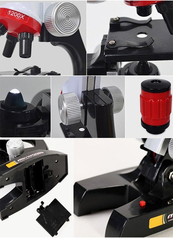 Children Microscope Kit With Light Science Magnifier Educational Kids Toy