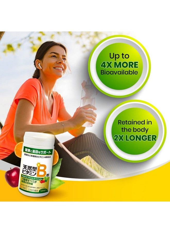 Afc - Japan Natural Vitamin B Complex With B1 B2 B3 B6 B12 Folic Acid & Glutathione Yeast Extract No Synthetics Nongmo Supplement For Stress Energy Immune & Nervous System120 Vegan Caplets - Image 1