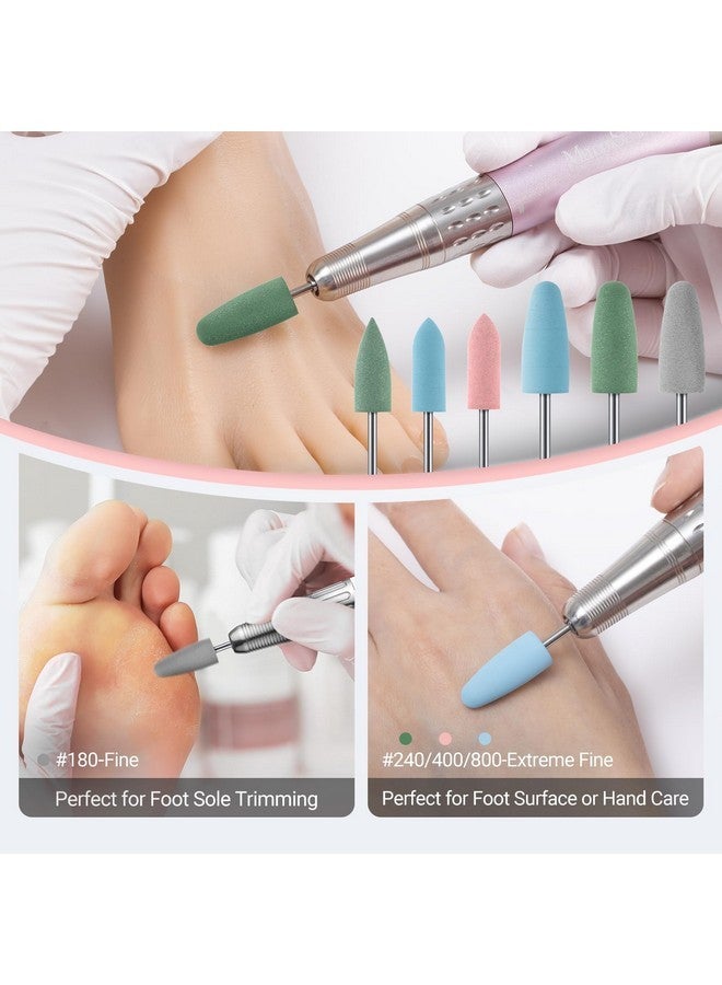 ميلودي سوزي مجموعة مكونة من 6 قطع من رؤوس مثقاب الأظافر مع 16 فتحة، رؤوس مثقاب مطاطية من السيليكون لتلميع وصقل جل مانيكير وباديكير، باللون الوردي - Image 4