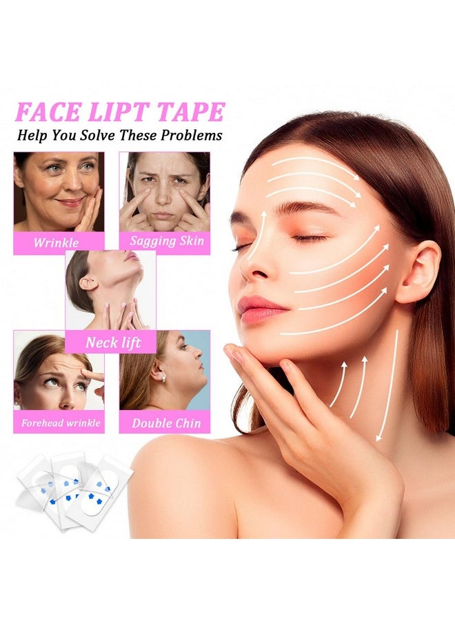 Sibba - Sibba Face Tape 160 Pcs Invisible Lift Tapes Instant Tightening Sticker Portable Neck Patches Jowls Stickers Saggy Skin Strips Face Care Tape Clear Facical Tape for Double Chin Neck Wrinkle - Image 1