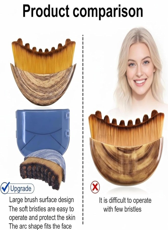 RAALIYA Lymphatic Contour Face Brush, Soft Dry Brushing Beauty Tool for Jawline, Chin & Facial Sculpting, Brown, with Protective Case - Image 3