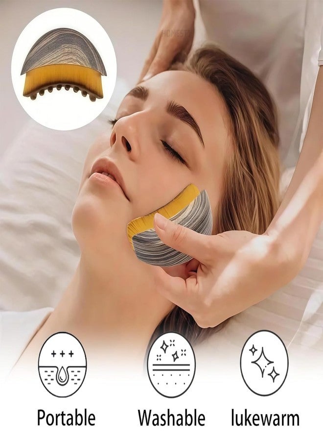 RAALIYA Lymphatic Contour Face Brush, Soft Dry Brushing Beauty Tool for Jawline, Chin & Facial Sculpting, Brown, with Protective Case - Image 5