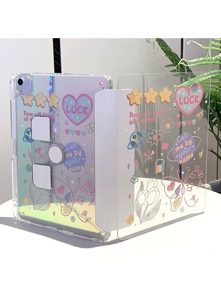 General Cute Pad Case for 10.9-inch iPad Air 4 2020/iPad Air 5 2022, Clear TPU Smart Stand Back Cover with Pen Holder for Girls & Ladies Kids, Auto-Wake/Sleep Foldable Protector for iPad Case  - Image 1
