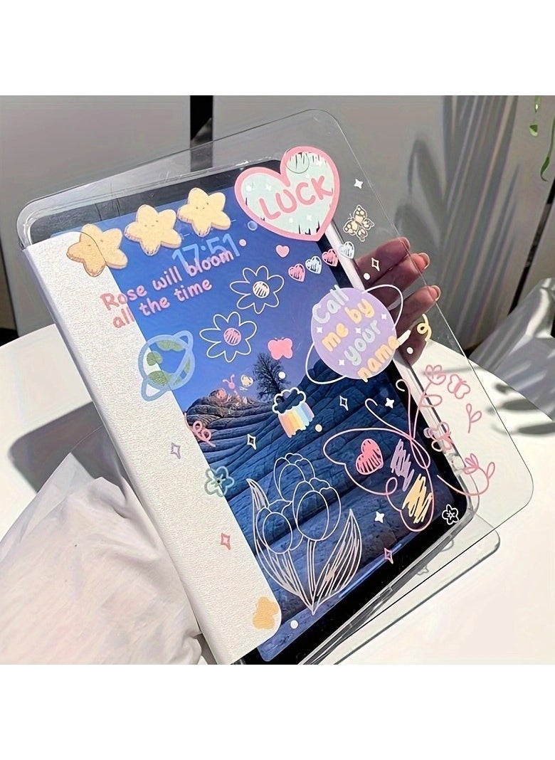 General Cute Pad Case for 10.9-inch iPad Air 4 2020/iPad Air 5 2022, Clear TPU Smart Stand Back Cover with Pen Holder for Girls & Ladies Kids, Auto-Wake/Sleep Foldable Protector for iPad Case  - Image 2