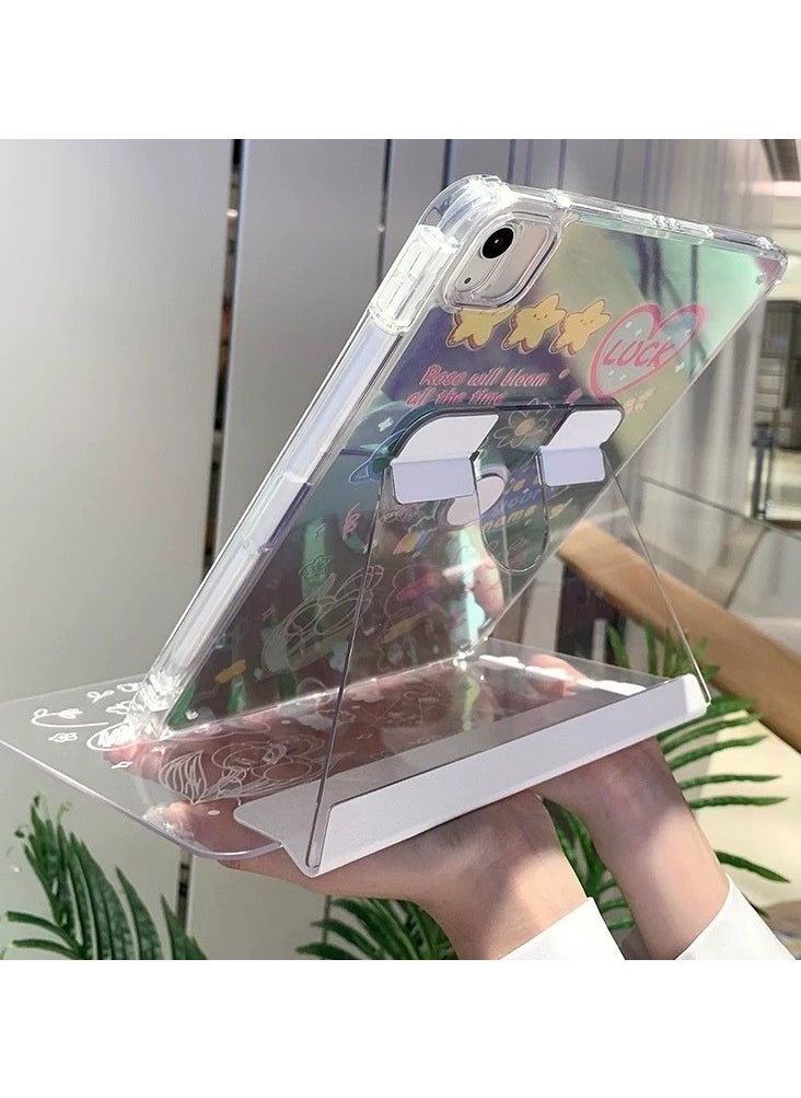 General Cute Pad Case for 10.9-inch iPad Air 4 2020/iPad Air 5 2022, Clear TPU Smart Stand Back Cover with Pen Holder for Girls & Ladies Kids, Auto-Wake/Sleep Foldable Protector for iPad Case  - Image 3