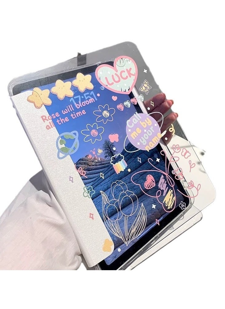 General Cute Pad Case for 10.9-inch iPad Air 4 2020/iPad Air 5 2022, Clear TPU Smart Stand Back Cover with Pen Holder for Girls & Ladies Kids, Auto-Wake/Sleep Foldable Protector for iPad Case  - Image 5