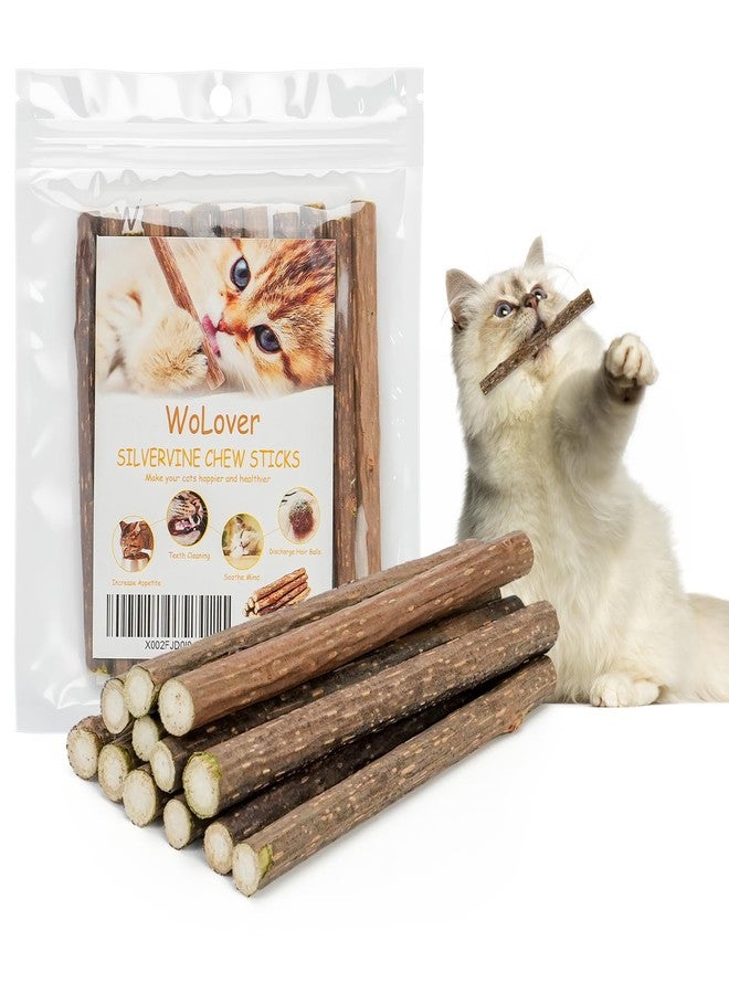 WoLover Silvervine Sticks for Cats, Natural Catnip Matatabi Chew Sticks Teeth Molar Chew Toys for Cat Kitten Kitty (at Least 12 PCS) - Image 1
