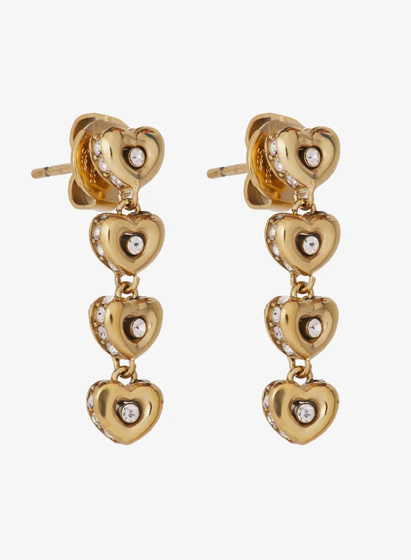 GUESS 24mm Crystal Hearts Pendant Necklace