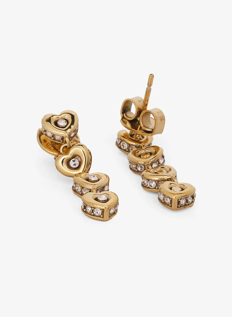 GUESS 24mm Crystal Hearts Pendant Necklace