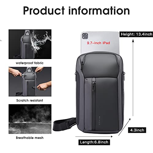 BANGE Crossbody Backpack, Shoulder bags for Men, Waterproof Sling Bag (7566Grey) - Image 3