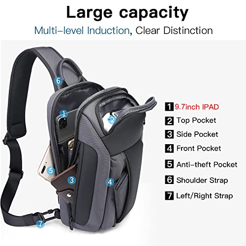 BANGE Crossbody Backpack, Shoulder bags for Men, Waterproof Sling Bag (7566Grey) - Image 2