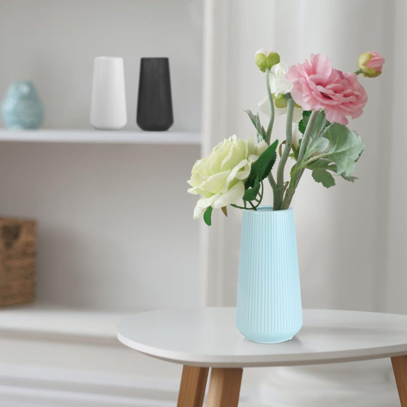 GUKJOB Blue Ceramic Vase, GUKJOB Small Cute Flower Vase for Pampas Grass, Home, Living Room, Dining Table, Farmhouse, Office Decor, Bedroom, Table, and Kitchen Shelf (Blue) - Image 5