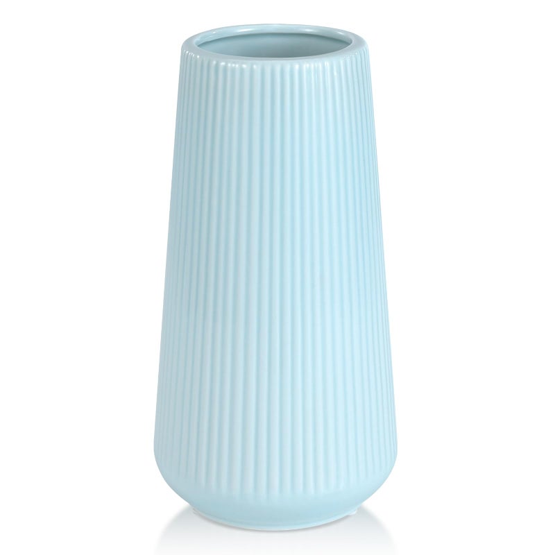 GUKJOB Blue Ceramic Vase, GUKJOB Small Cute Flower Vase for Pampas Grass, Home, Living Room, Dining Table, Farmhouse, Office Decor, Bedroom, Table, and Kitchen Shelf (Blue) - Image 1