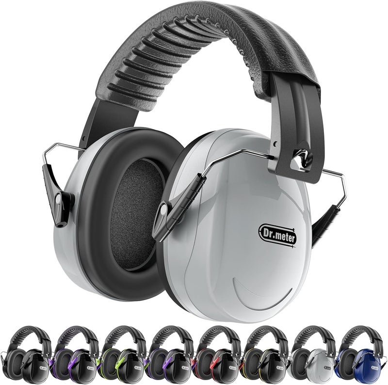Dr.Meter Hearing Protection Earmuffs, 31dB Noise Reduction Safety Ear Muffs with Adjustable Headband for Adults Kids Autism Sensory, Ear Muff for Yard Work, Mowing or Hunting -Grey - Image 1