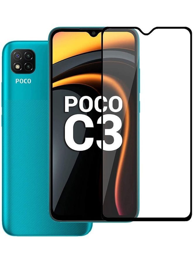 NIBEMINENT Tempered Glass Screen Protector For Xiaomi Poco C3 Clear/Black