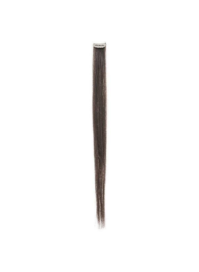 SWACC 12 Pcs Straight One Color Party Highlights Clip On In Hair Extensions Colored Hair Streak Synthetic Hairpieces (Black1B) - Image 5