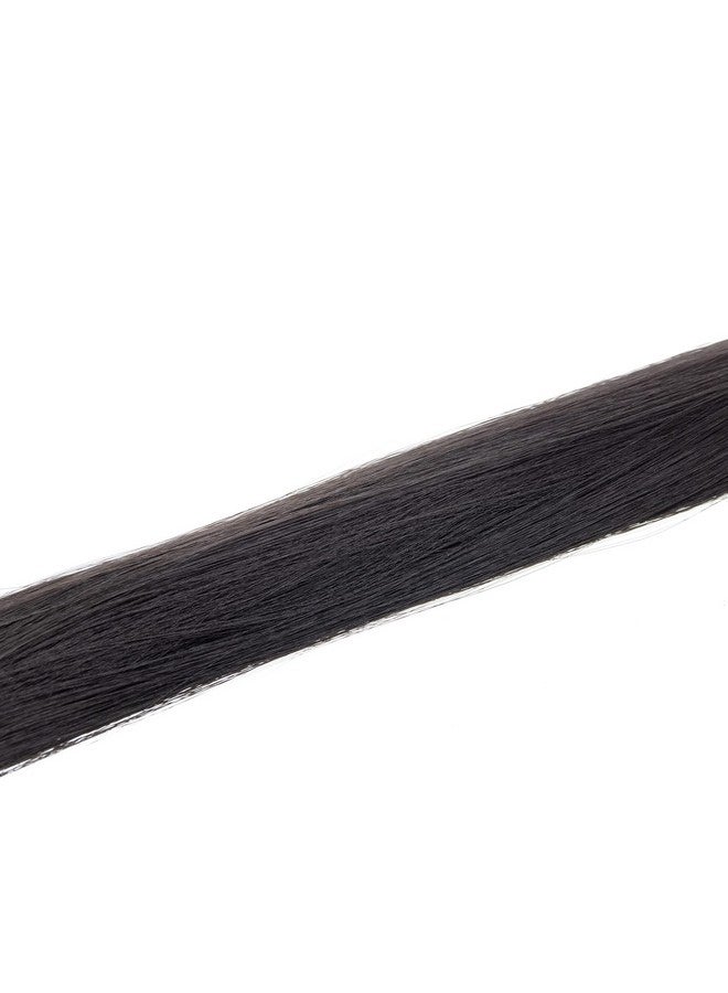 SWACC 12 Pcs Straight One Color Party Highlights Clip On In Hair Extensions Colored Hair Streak Synthetic Hairpieces (Black1B) - Image 4