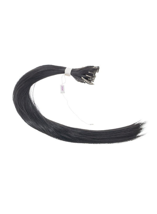 SWACC 12 Pcs Straight One Color Party Highlights Clip On In Hair Extensions Colored Hair Streak Synthetic Hairpieces (Black1B) - Image 2