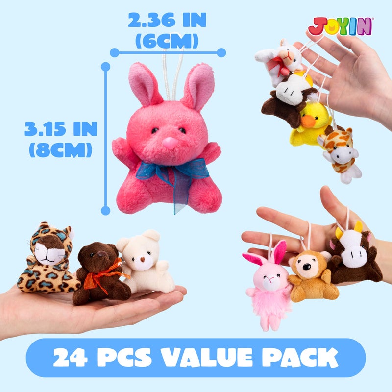 JOYIN 24 Pack Mini Animal Plush Toy Assortment (24 Units 3" Each), Animals Keychain Decoration for Kids, Small Stuffed Animal Bulk for Kids, Carnival Prizes, School Gifts, Christmas Goodie Bags - Image 3