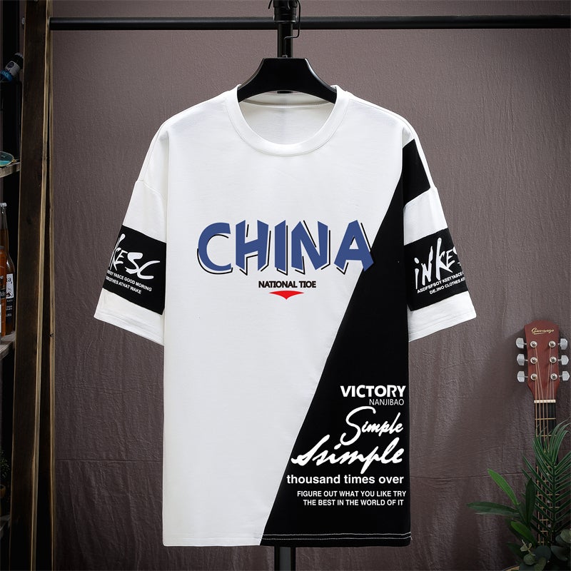 Short-sleeved T-shirt for teenagers boys 12-15 years old junior high school students 13 fashionable handsome sports suit 14 big children summer clothes - Image 1