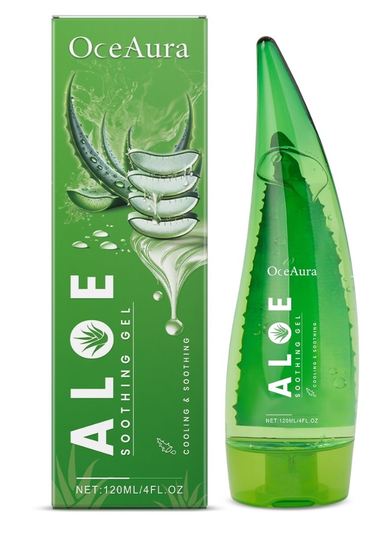 OceAura 120ML Aloe Soothing Gel Repair Damaged Skin Hydrating Moisturizing Nourishing Cooling Easy Absorb Aloe Vera Soothing Gel for Face and Body Lightweight Non-Sticky Aloe Gel for Sunburn Relief and After Sun Care  - Image 1