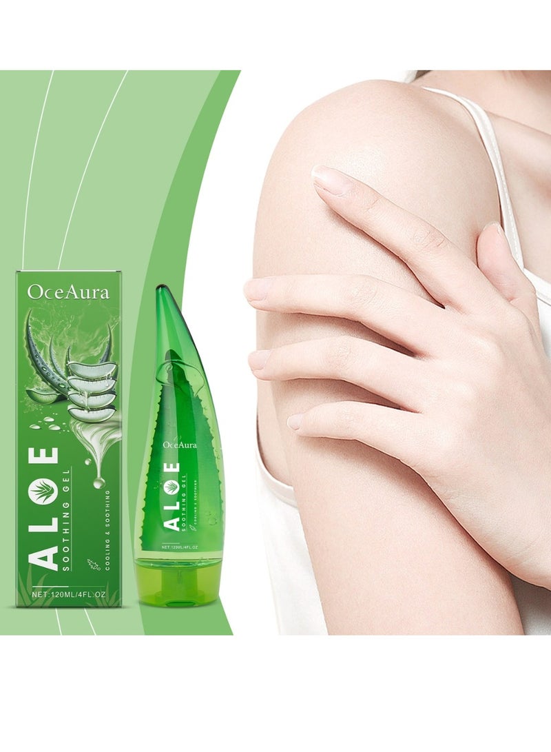 OceAura 120ML Aloe Soothing Gel Repair Damaged Skin Hydrating Moisturizing Nourishing Cooling Easy Absorb Aloe Vera Soothing Gel for Face and Body Lightweight Non-Sticky Aloe Gel for Sunburn Relief and After Sun Care  - Image 2