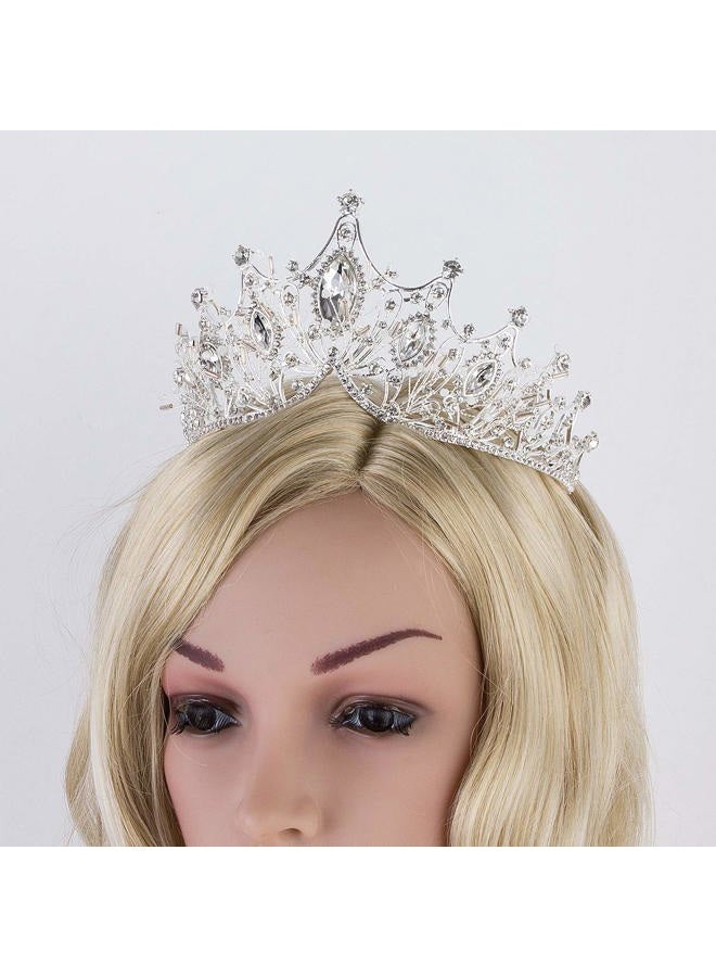 CROWN GUIDE تيجان باروك أنيقة لحفلات الزفاف للنساء العرائس كريستال لؤلؤ ملكي رأس العروس إكسسوارات شعر أميرة فضية - Image 3
