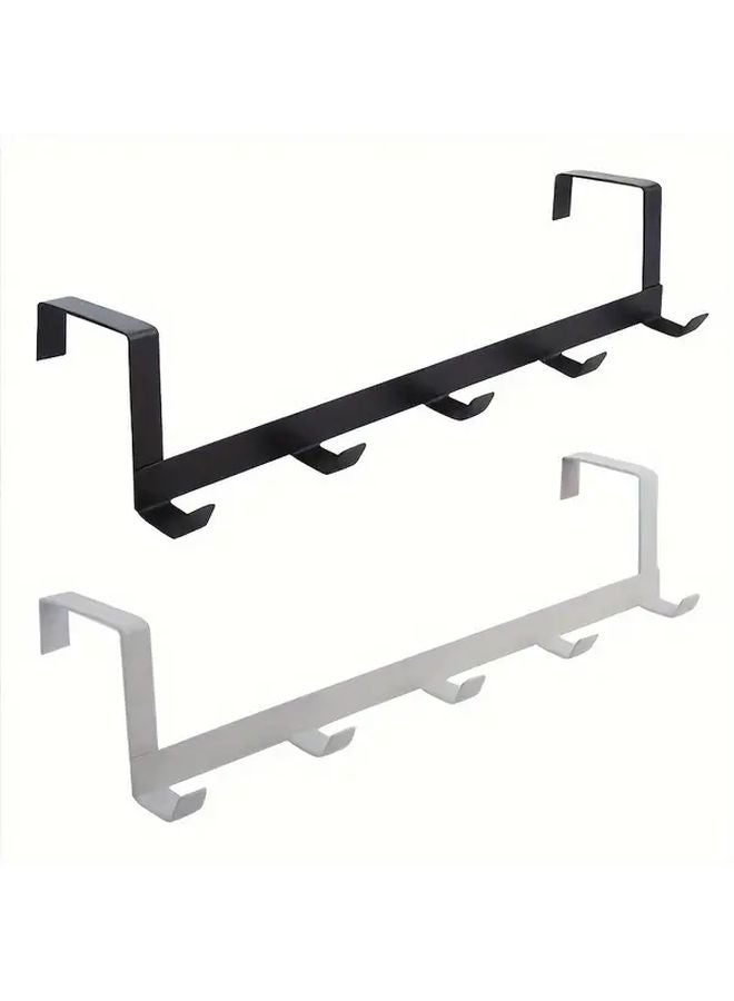 Black Over The Door Hanger 5 Hook Coat Rack Space Saving Durable Mount - Image 2