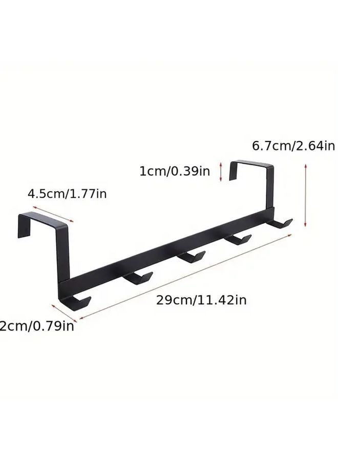 Black Over The Door Hanger 5 Hook Coat Rack Space Saving Durable Mount - Image 5