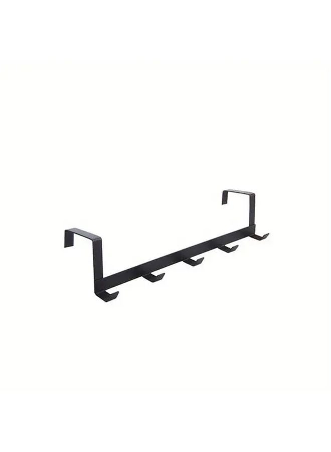 Black Over The Door Hanger 5 Hook Coat Rack Space Saving Durable Mount - Image 1