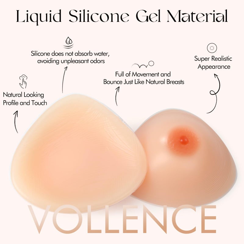 Vollence C Cup Triangle Silicone Breast Forms Fake Boobs Prosthetic Breast for Mastectomy - Image 2