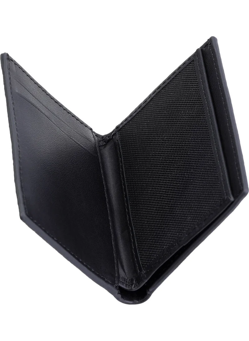 Hatemoğlu Black Patterned 100% Leather Wallet