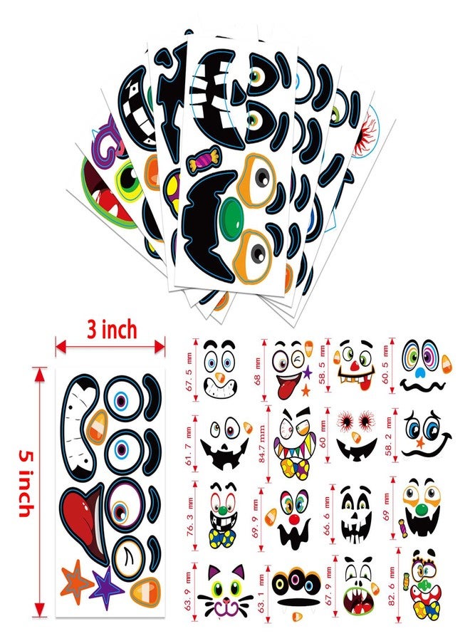 Finduat 64 Pcs Halloween Pumpkin Decorating Stickers, Pumpkin Face Stickers in 32 Different Designs for Kids, Decorating Craft Kit for Kids Halloween Party Favors Supplies - Image 3