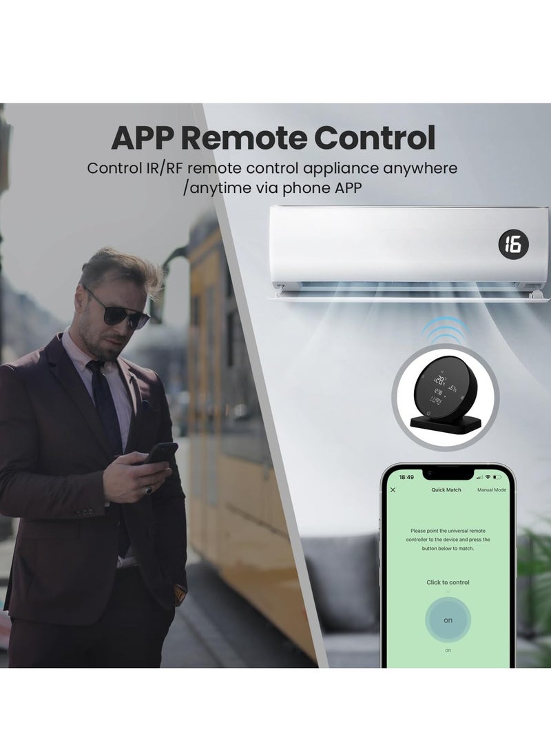 Smart WiFi Indoor Thermometer Hygrometer Temperature Humidity Sensor with IR Remote Control LCD Display Remote Monitoring Compatible with Tuya App Remote Control and Alexa Google Assistant