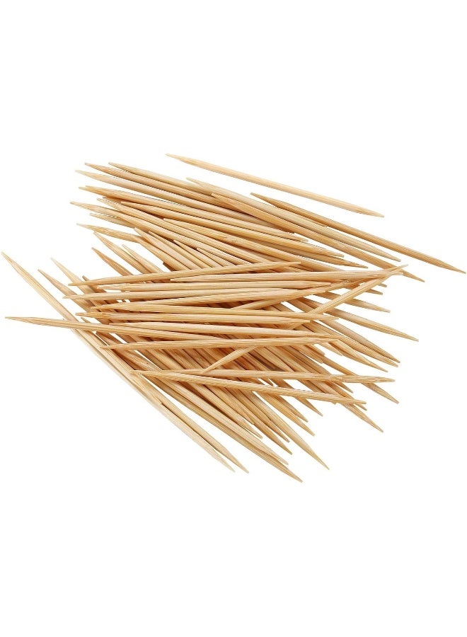Biella 2-Pack Bamboo Wooden Toothpicks - Double Sided Round Bamboo Sticks - Toothpick Dispenser For Teeth, Food Pick Appetizers, Fruits And Diy Craft - Image 2