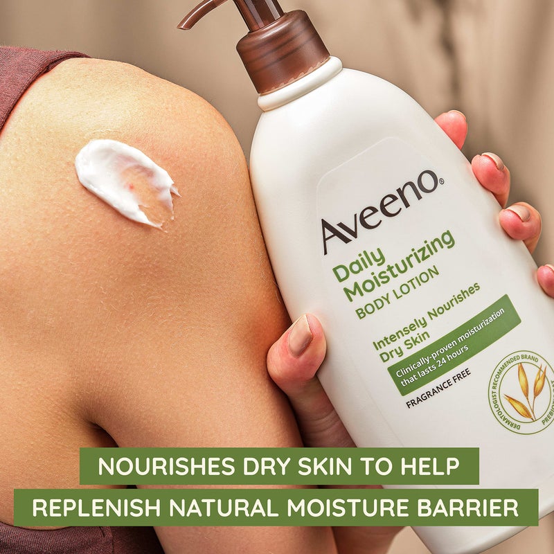 Aveeno لوشن ترطيب يومي Aveeno Sheer Hydration خالٍ من العطور مع الشوفان المغذي، مرطب للجسم سريع الامتصاص للبشرة الجافة مع ملمس خفيف الوزن وجيد التهوية، 18 أونصة سائلة - Image 2