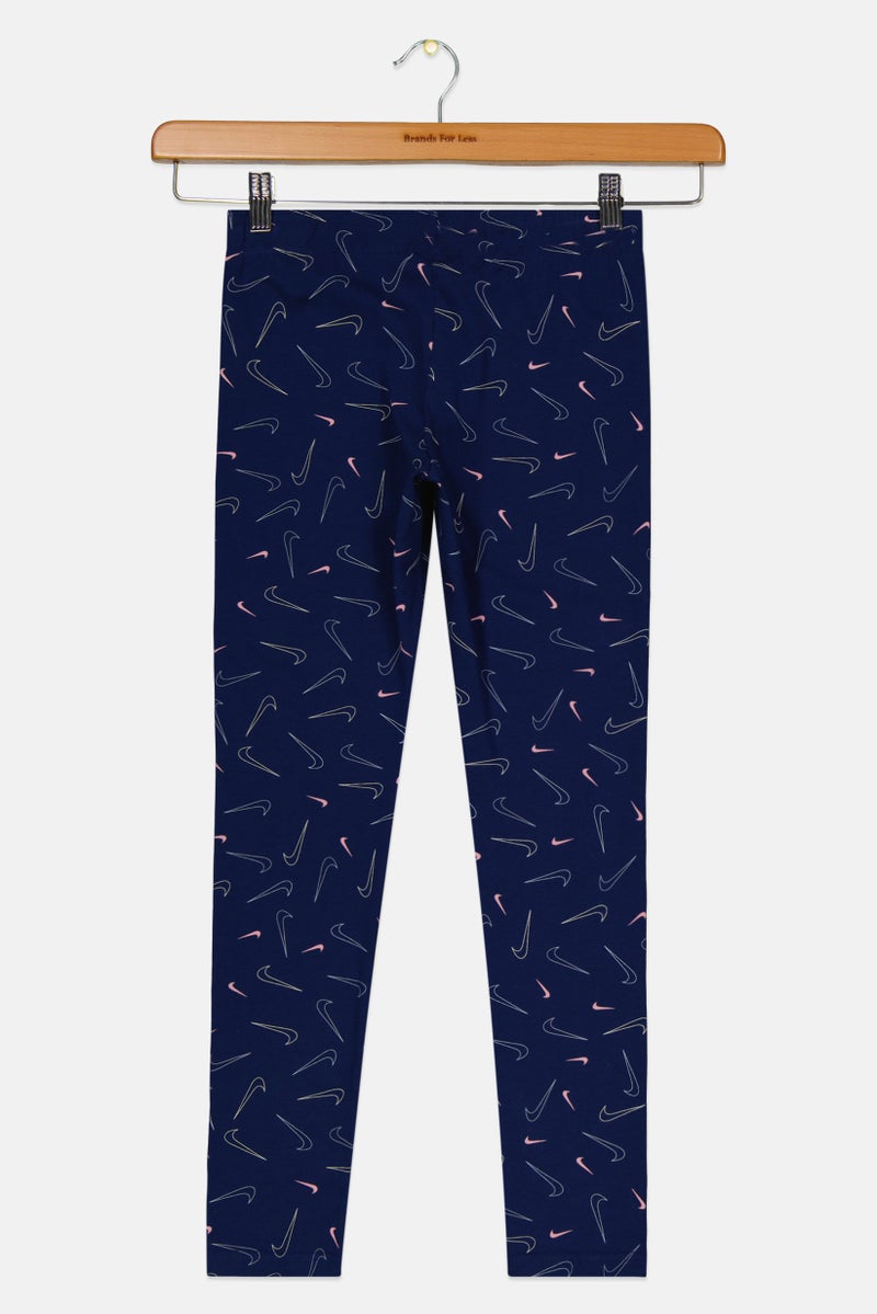 Nike Kids Girl Sportswear Fit Brand Logo Training Leggings, Navy Blue - Image 2