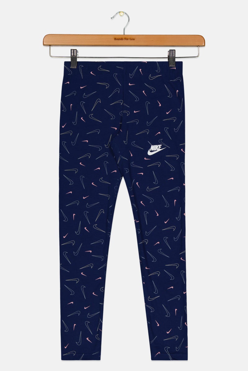 Nike Kids Girl Sportswear Fit Brand Logo Training Leggings, Navy Blue - Image 1