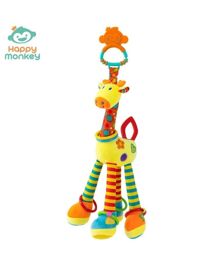 happy monkey High Quality Newborn Baby Toy Stroller Bed Hanging Plush Infant Rattle Teether Toy - Image 1