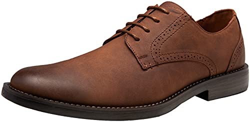 Jousen Mens Dress Shoes Suede Plain Toe Business Casual Oxford Shoes Dark Brown Dress Shoes for Men (AMY624 Dark Brown 10) - Image 1
