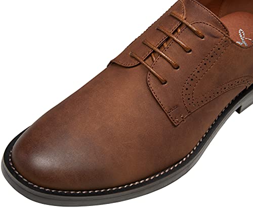 Jousen Mens Dress Shoes Suede Plain Toe Business Casual Oxford Shoes Dark Brown Dress Shoes for Men (AMY624 Dark Brown 10) - Image 2